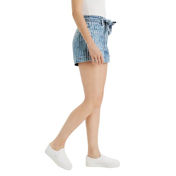 American Eagle Stretch Highest Waist Mom Paper Bag Shorts Striped 00 - Picture 4 of 13